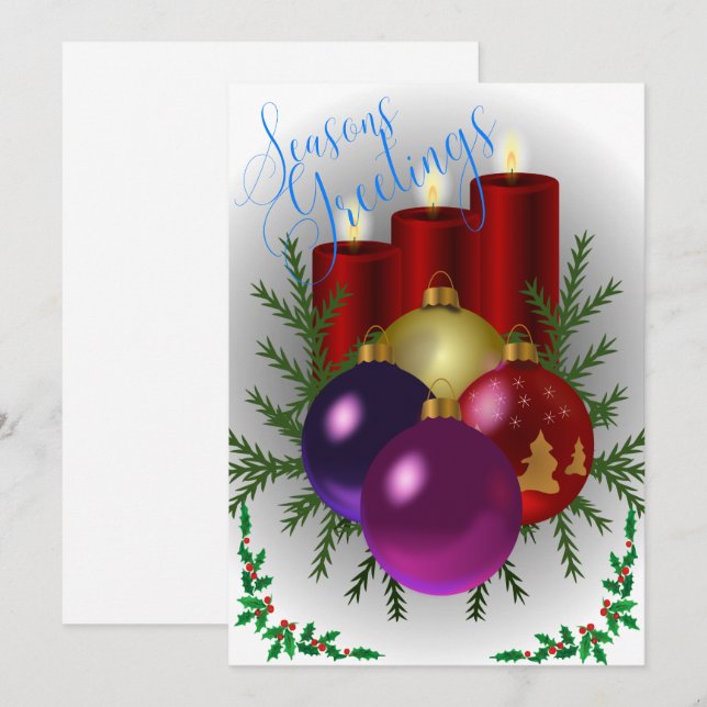 Colorful Seasons Greetings   Holiday Card (Front/Back)