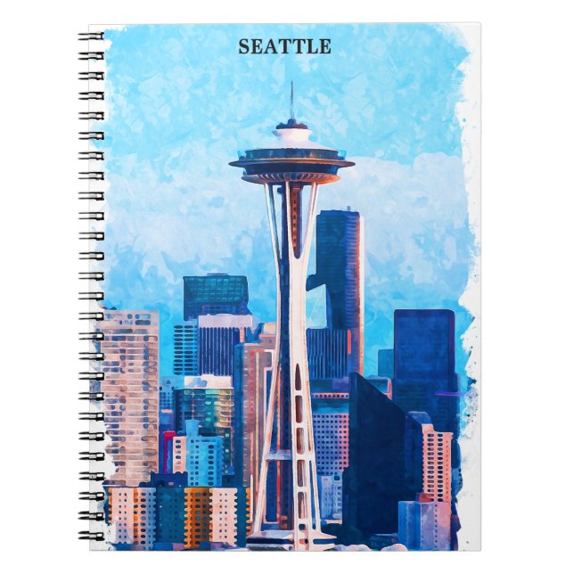 Colorful Seattle Washington Cityscape Notebook (Front)