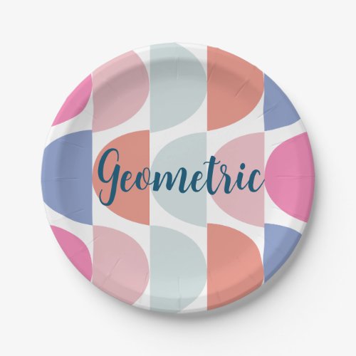 Colorful Semi Circle Abstract Geometric Pattern  Paper Plates