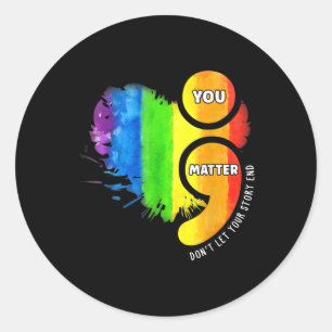 Colorful Semicolon Mental Health S Awareness Warri Classic Round Sticker