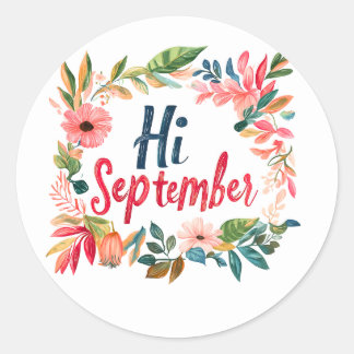 Colorful September Classic Round Sticker