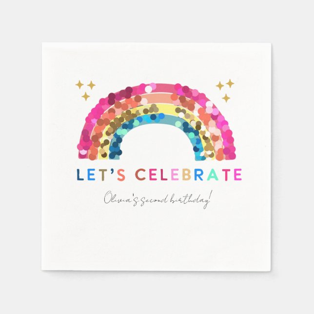 Colorful Sequin Rainbow birthday Paper Napkin (Front)