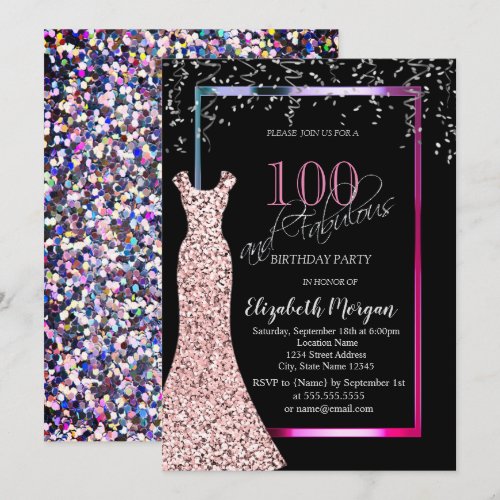Colorful Sequins Rose Gold Dress 100th Birthday