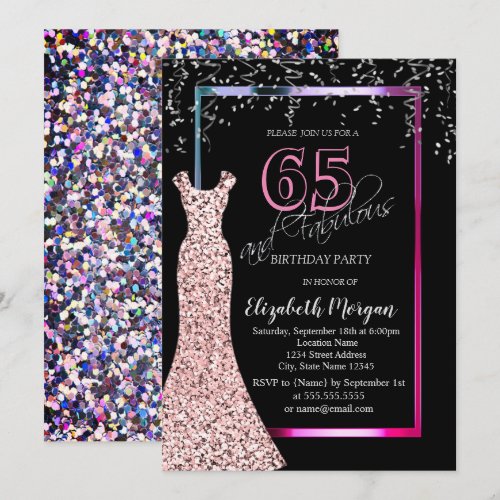 Colorful Sequins Rose Gold Dress 65th Birthday