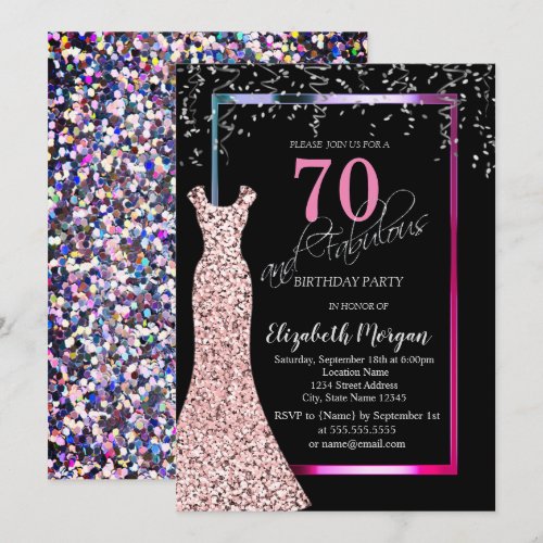 Colorful Sequins Rose Gold Dress 70th Birthday