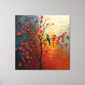 🎨🐦🌹 “Colorful Serenade” 🌅 Canvas Print