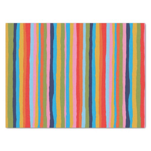Colorful Serrate Stripes Painted Boho Pattern Tissue Paper