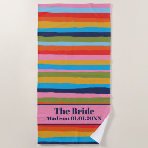 Colorful Serrate Stripes Pattern for the Bride Beach Towel