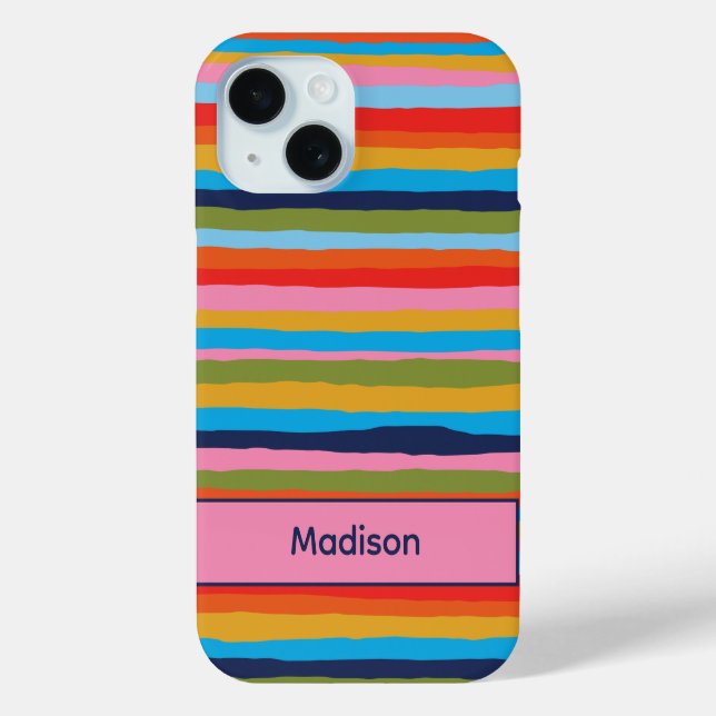 Colorful Serrate Stripes Pattern Personalized  Case-Mate iPhone Case (Back)