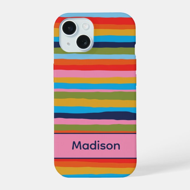 Colorful Serrate Stripes Pattern Personalized  Iphone Case (Back)