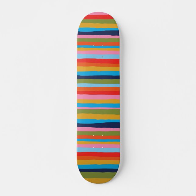 Colorful Serrate Stripes Pattern Skateboard (Front)