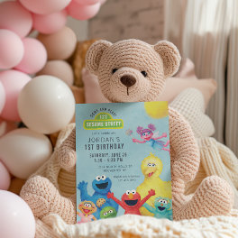 Colorful Sesame Street Illustration Birthday Party Invitation