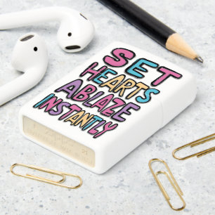 Colorful Set Hearts Ablaze Art Zippo Lighter