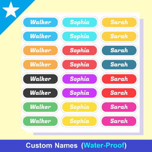 Colorful Set of 24 Tags - Stylish Name Stickers