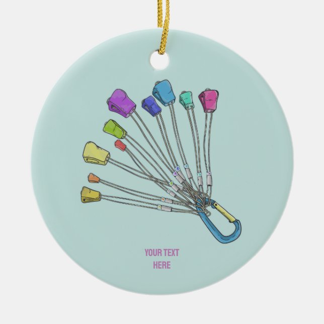 Colorful set of rock climbing nuts ceramic ornament (Front)