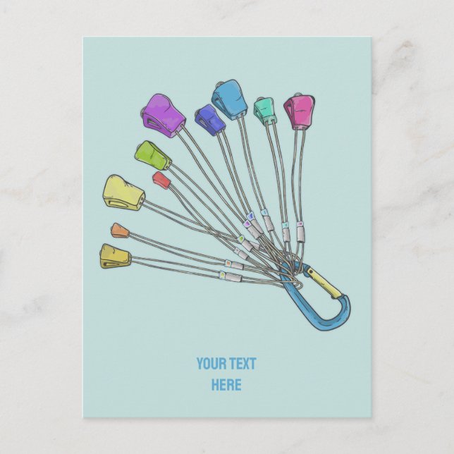 Colorful set of rock climbing nuts postcard (Front)