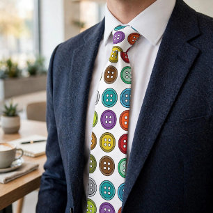Colorful Sewing Buttons Fashion Tailor Neck Tie