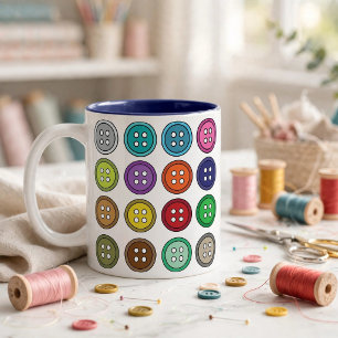 Colorful Sewing Buttons Fashion Tailor Two-Tone Coffee Mug