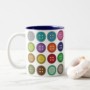 Colorful Sewing Buttons Fashion Tailor Two-Tone Coffee Mug
