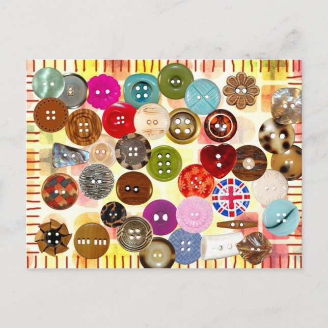 Colorful sewing buttons postcard (Front)