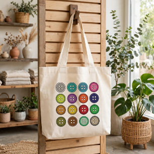 Colorful Sewing Buttons Tailor Large Tote Bag
