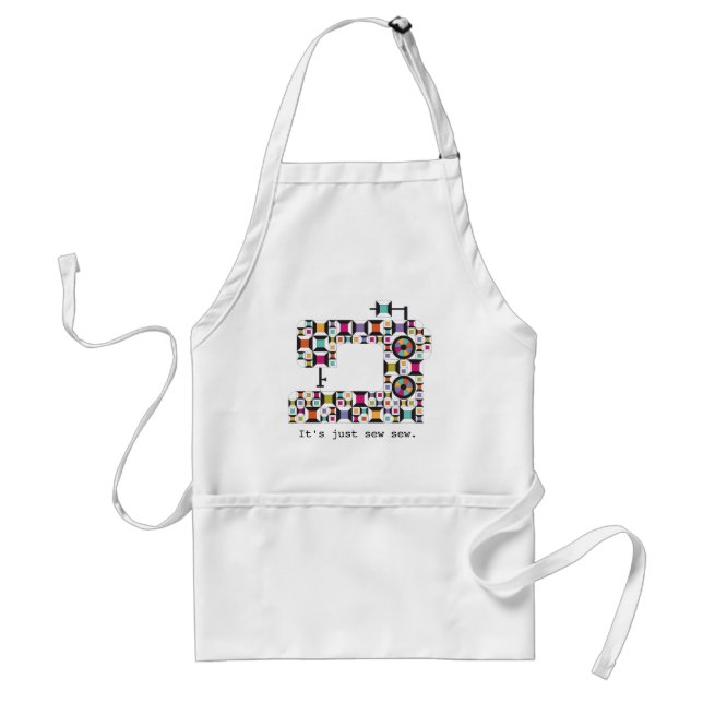 Colorful Sewing Machine Quilt Pattern Apron (Front)