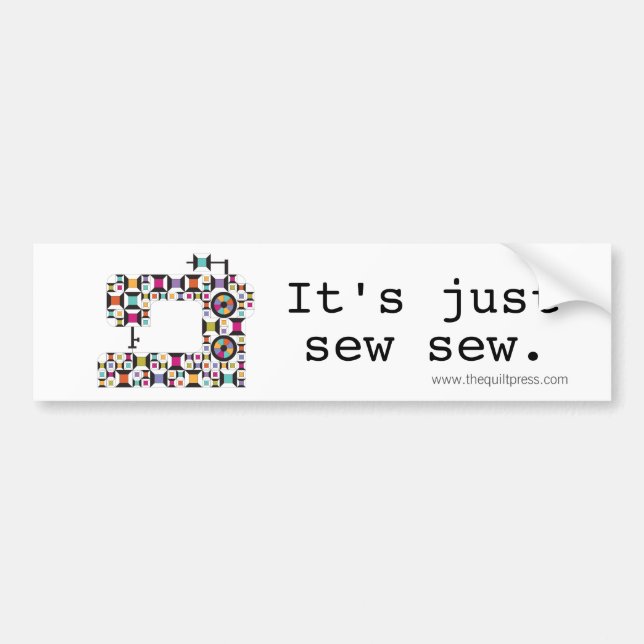 Colorful Sewing Machine Quilt Pattern Bumper Sticker (Front)