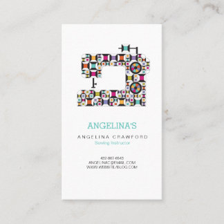 Colorful Sewing Machine Quilt Pattern Business Card