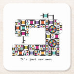 Colorful Sewing Machine Quilt Pattern Coaster at Zazzle