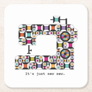 Colorful Sewing Machine Quilt Pattern Coaster