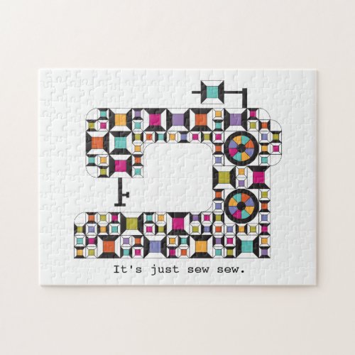Colorful Sewing Machine Quilt Pattern Jigsaw Puzzle