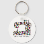 Colorful Sewing Machine Quilt Pattern Keychain at Zazzle