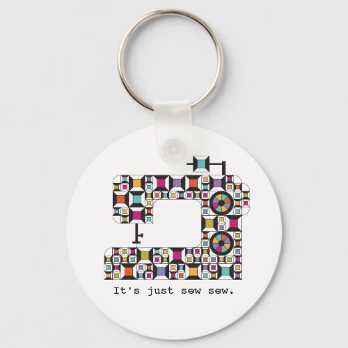 Colorful Sewing Machine Quilt Pattern Keychain