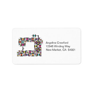 Colorful Sewing Machine Quilt Pattern Label