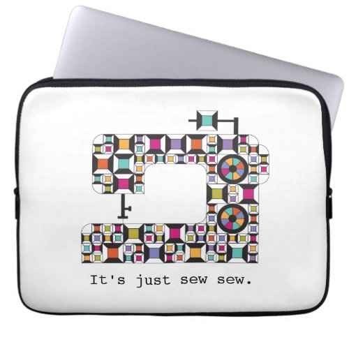 Colorful Sewing Machine Quilt Pattern Laptop Sleeve