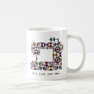 Colorful Sewing Machine Quilt Pattern Mug