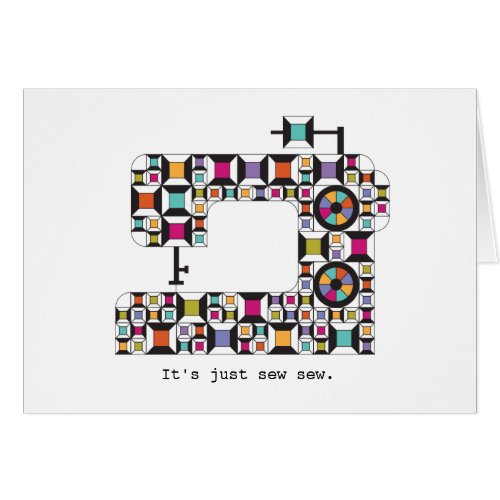 Colorful Sewing Machine Quilt Pattern Note Cards