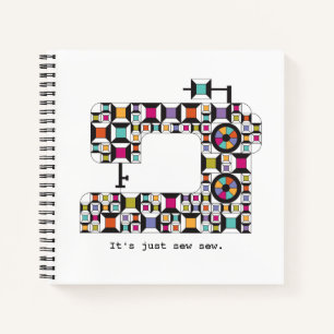 Colorful Sewing Machine Quilt Pattern Notebook
