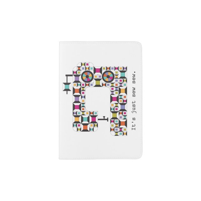 Colorful Sewing Machine Quilt Pattern Passport Holder (Front)