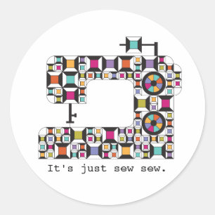 Colorful Sewing Machine Quilt Pattern Stickers