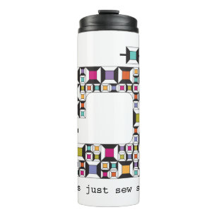 Colorful Sewing Machine Quilt Pattern Thermal Tumbler