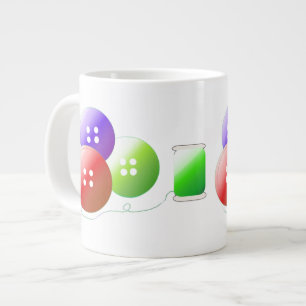 Colorful Sewing Notions Giant Coffee Mug