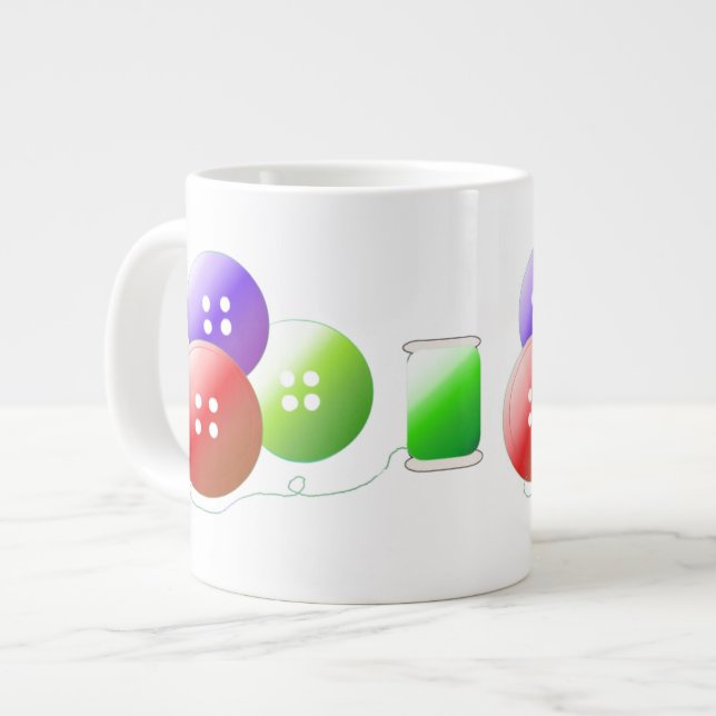 Colorful Sewing Notions Giant Coffee Mug (Front Left)