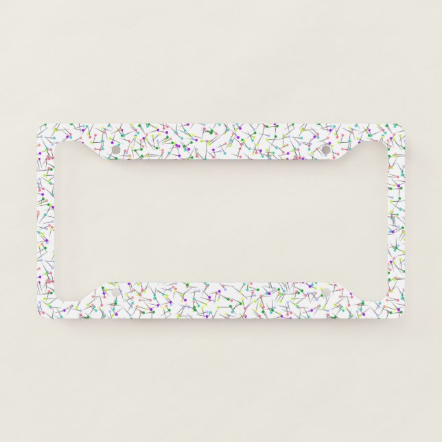 Colorful Sewing Pins White Dressmaker Seamstress License Plate Frame (Front)