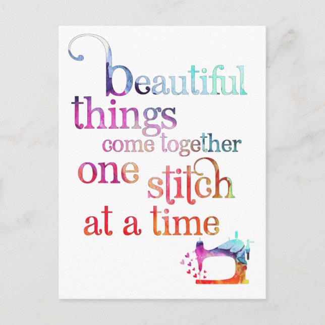Colorful Sewing Quote Postcard (Front)