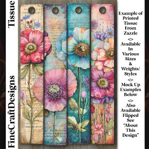 Colorful Shabby Chic Poppies DL6L Decoupage Tissue Paper
