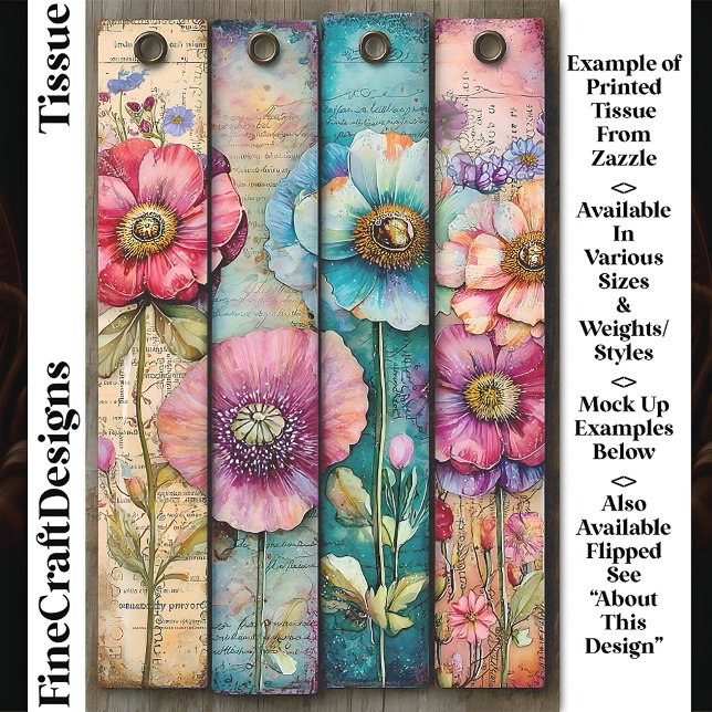 Colorful Shabby Chic Poppies DL6L Decoupage Tissue Paper (Creator Uploaded)