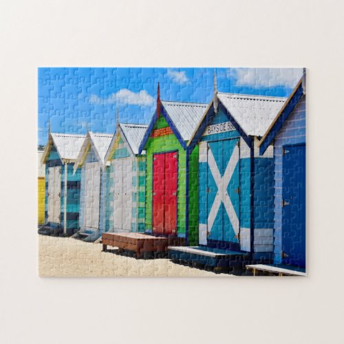 Colorful Shacks on Melbourne Beach Jigsaw Puzzle