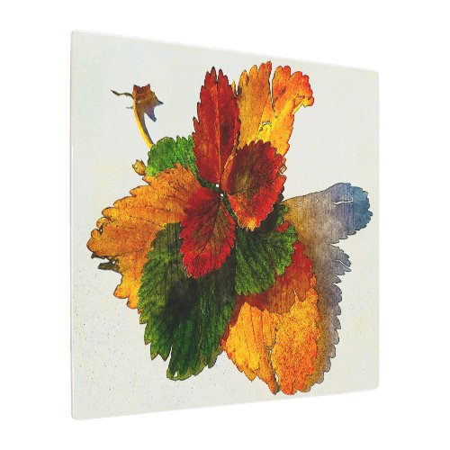 Colorful shades of autumn leaves  metal print