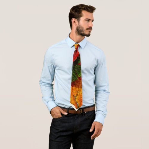 Colorful shades of autumn leaves   neck tie